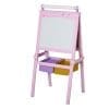 HOMCOM Sevalet pentru desen pentru copii cu varste 3+, rola de hartie 2 cutii tabla alba neagra, MDF, roz
