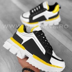 Adidasi barbati casual albi cu galben B7171 LM052 A31-2