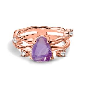 Inel din argint Rose Gold Amethyst Twilight