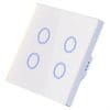 Resigilat Intrerupator Smart Touch Techstar®, Wireless 2.4GHz, Sticla Securizata, Design Modern, Iluminare LED, 4 Faze, Cu NUL, Alb