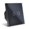Intrerupator Smart Touch Techstar®, Wireless 2.4GHz, Sticla Securizata, Design Modern, Iluminare LED, 2 Faze, Negru