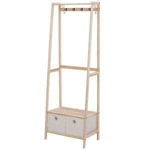 HomCom cuier cu raft, 58x36x168cm lemn natur | AOSOM RO