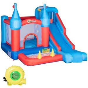 Castel pentru Copii 4 in 1 Outsunny cu Geanta de transport pompa 450 W 3,3×2,8×2,1m | Aosom RO