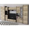 Living MOKKA II, 5 corpuri, corp PAL maro inchis, fronturi PAL stejar, 360x53x200 cm