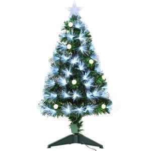 HOMCOM Brad de Craciun artificial cu ramuri cu becuri cu LED, decoratiune de Craciun, verde | AOSOM RO