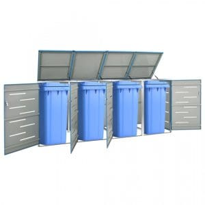 Magazie pentru patru pubele 276,5×77,5×115,5 cm oțel inoxidabil