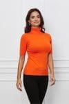 Maleta Moira orange cu maneci scurte si guler intors