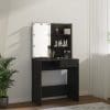 Masă de toaletă cu LED, negru, 74,5x40x141 cm