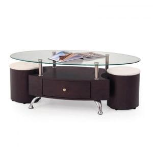 Masuta de cafea STELLA cu tabureti, wenge, 120x65x44 cm
