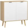 Dulap modern cu rafturi reglabile, PAL, design anti-inclinare, mult spatiu de depozitare, natural si alb 77x35x77,5cm HOMCOM | Aosom RO