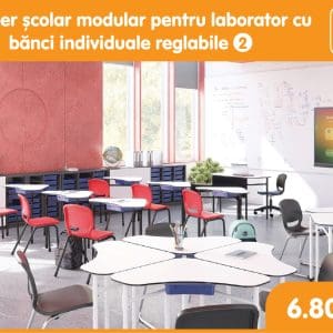 Mobilier școlar modular pentru laborator cu bănci individuale reglabile (2)