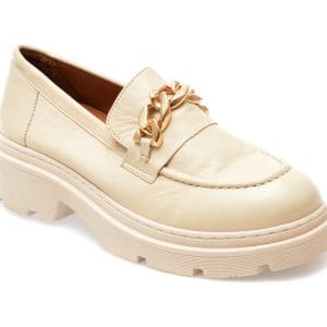 Mocasini GLORIA bej, 56206, din piele naturala