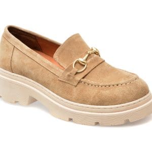 Mocasini GLORIA gri, 56211, din piele intoarsa