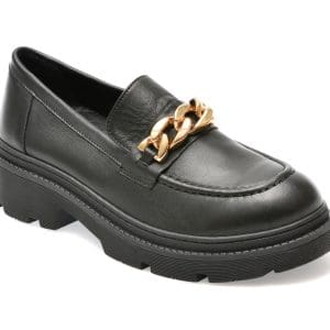 Mocasini GLORIA negri, 56206, din piele naturala
