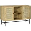 Comoda cu 2 dulapuri si compartiment deschis , ratan, PAL si otel, 120x38x76.2cm | Aosom RO