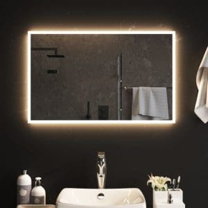 Oglindă de baie cu LED, 80×50 cm