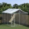 Padoc exterior cu acoperiș argintiu 3×4,5×2,5 m oțel galvanizat