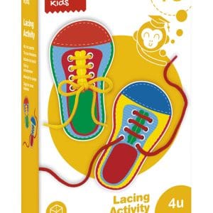 Joc educativ cu 4 carduri și 4 șireturi colorate – Învățăm să legăm șireturile