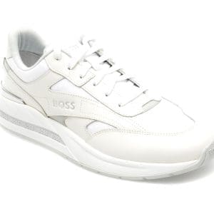 Pantofi BOSS albi, 2901, din piele naturala