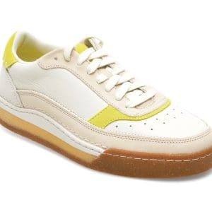Pantofi CLARKS albi, CRAFTCOURTLACE 0912, din piele intoarsa