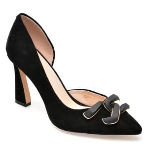 Pantofi EPICA negri, K320043, din piele intoarsa
