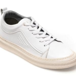 Pantofi INCI albi, CVK2804, din piele naturala