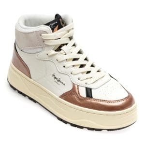 Pantofi PEPE JEANS albi, LS31500, din piele ecologica