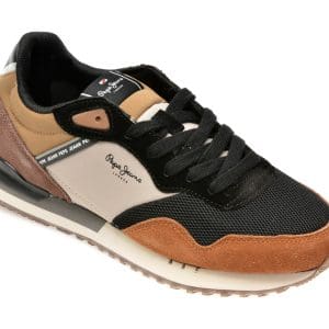 Pantofi PEPE JEANS negri, MS30992, din piele intoarsa si material textil