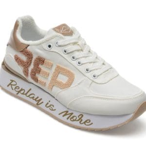 Pantofi REPLAY albi, WS6391T, din material textil