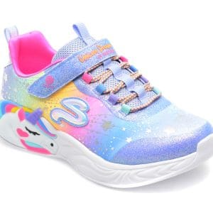 Pantofi SKECHERS albastri, UNICORN DREAMS, din piele ecologica
