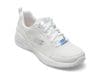 Pantofi SKECHERS albi, SKECH-AIR DYNAMIGHT, din material textil si piele ecologica