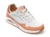 Pantofi SKECHERS albi, UNO, din piele ecologica
