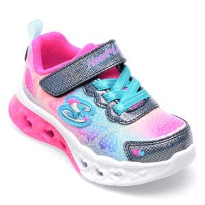 Pantofi SKECHERS multicolor, FLUTTER HEART LIGHTS, din material textil si piele ecologica