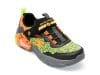 Pantofi SKECHERS negri, DINO-LIGHTS, din piele ecologica si material textil