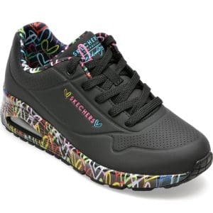 Pantofi SKECHERS negri, UNO, din piele ecologica
