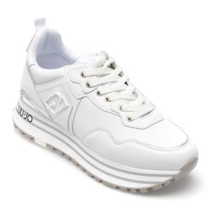 Pantofi sport LIU JO albi, MAXWO01, din piele naturala si piele ecologica