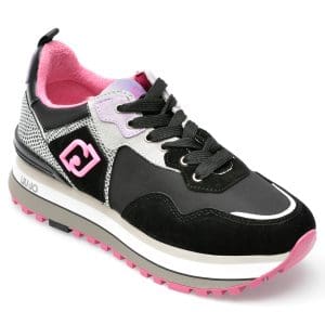 Pantofi sport LIU JO negri, MAXWO01, din material textil si piele intoarsa