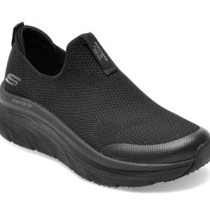 Pantofi sport SKECHERS negri, D LUX WALKER, din material textil si piele ecologica