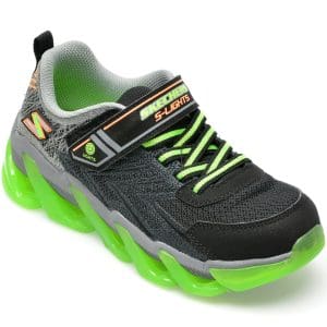 Pantofi sport SKECHERS negri, MEGA-SURGE, din material textil si piele ecologica