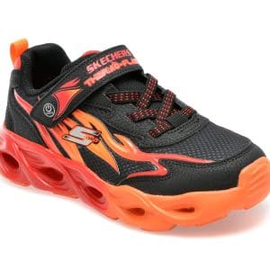 Pantofi sport SKECHERS negri, THERMO-FLASH, din material textil si piele ecologica
