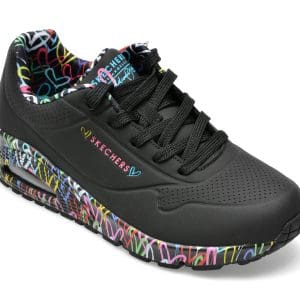 Pantofi sport SKECHERS negri, UNO, din piele ecologica