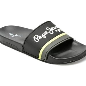 Papuci PEPE JEANS negri, MS70123, din poliuretan