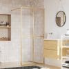 Paravan de duș walk-in auriu, 90×195 cm sticlă ESG transparentă