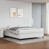 Pat box spring cu saltea, alb, 160×200 cm, piele ecologică