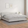 Pat box spring cu saltea, alb, 200×200 cm, piele ecologică