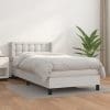 Pat box spring cu saltea, alb, 90×200 cm, piele ecologică