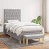 Pat box spring cu saltea, gri deschis, 100×200 cm, textil