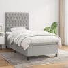 Pat box spring cu saltea, gri deschis, 100×200 cm, textil