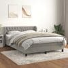 Pat box spring cu saltea, gri deschis, 140×190 cm, catifea