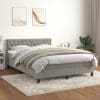 Pat box spring cu saltea, gri deschis, 140×200 cm, catifea